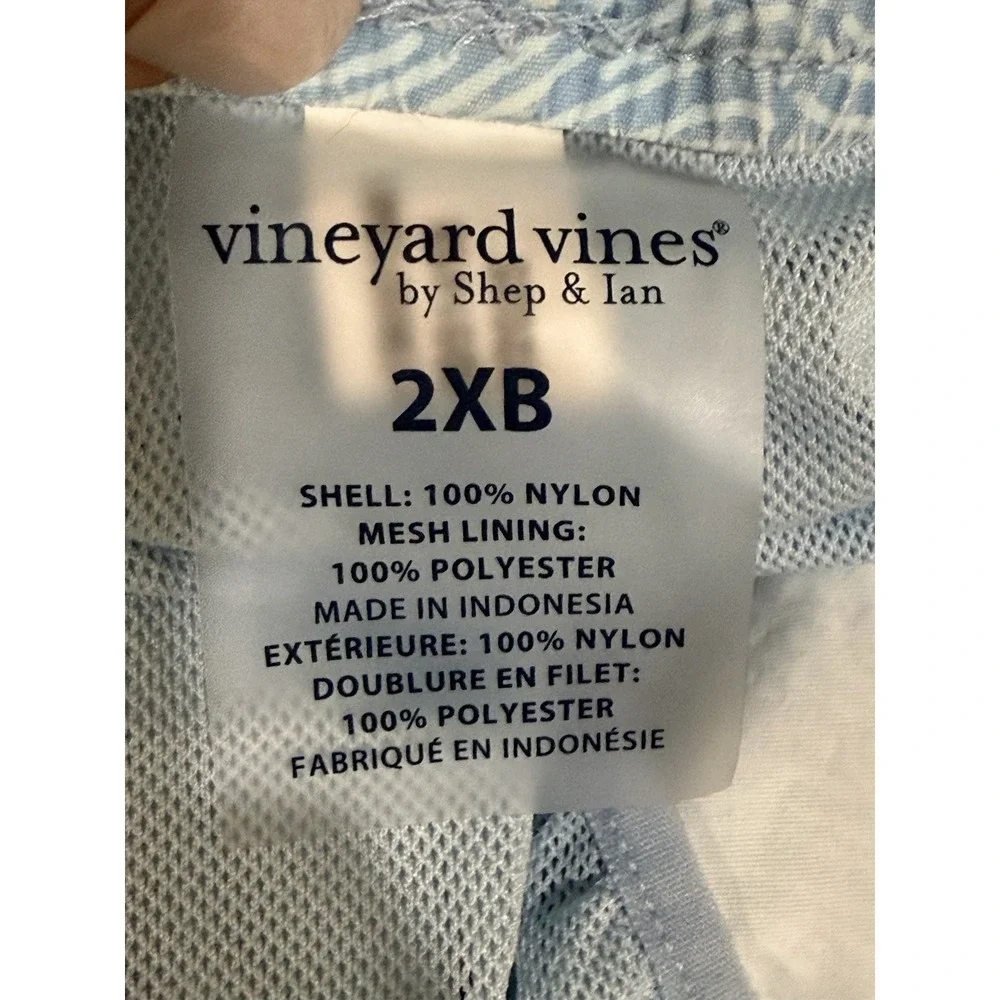 Vineyard Vines Mens 2XB Swim Trunks Shorts Blue White Swirl Mesh Lined